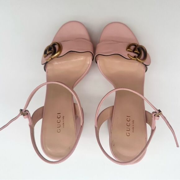 Gucci GG Marmont Platform Sandals Pink Block High Heel Ankle Strap EU 38 US 38 - Picture 13 of 13